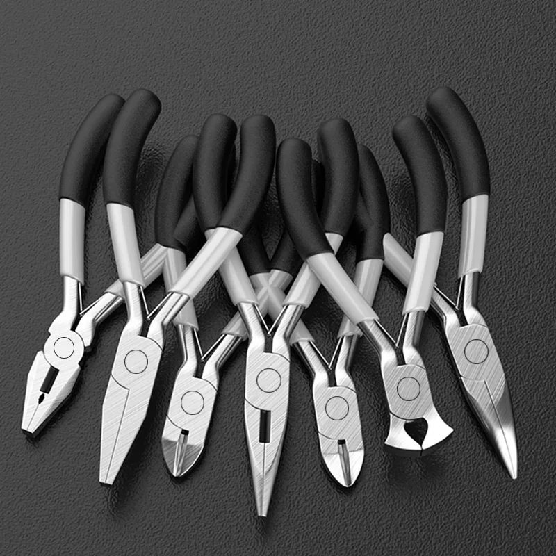 Mini Pliers Diagonal Pliers Round Bent Needle Nose Cutter Handcraft Beading Insulated Plier For DIY Small Jewelry Pliers Tools