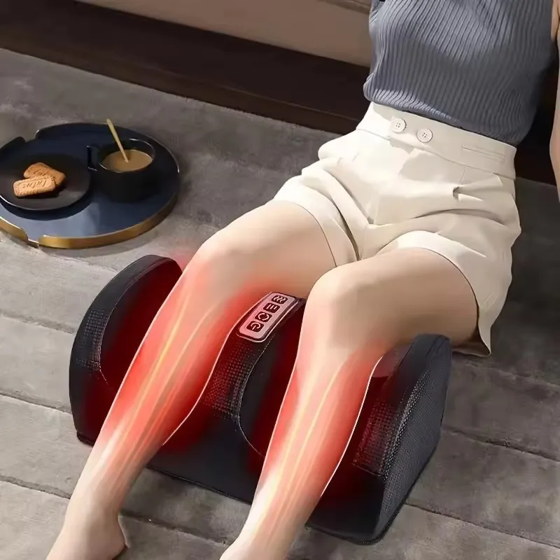 Electric Foot Leg Brace Hot Compression Massage Shiatsu Kneading Deep Tissue Relax for Sports Running Fitness Gym Exercise After