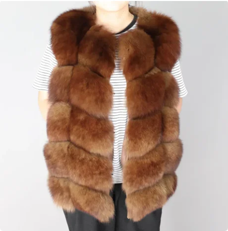 Maomaokong Natuurlijke Wasbeer Echt Bont Jas Dames Vest Bont Mid-Lengte Winter Warm Echte Bontjas Luxe Vrouwen Jas top Vest