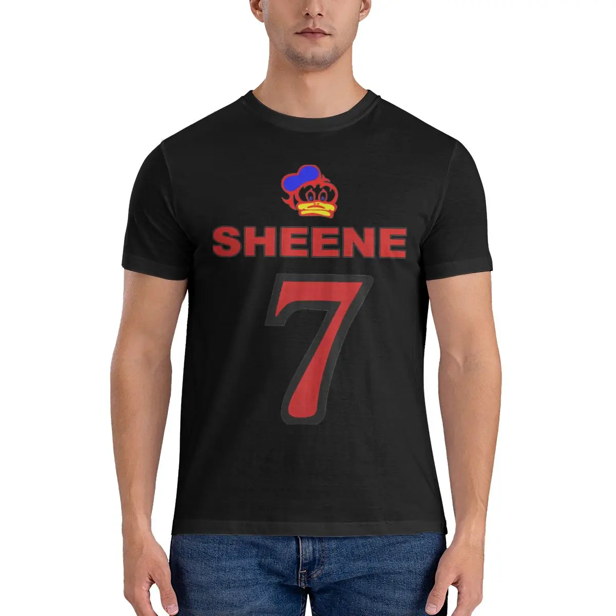 Vintage Sheene Duck 7 T-Shirts for Men O Neck 100% Cotton T Shirts Barry Sheene Short Sleeve Tee Shirt Adult Clothing