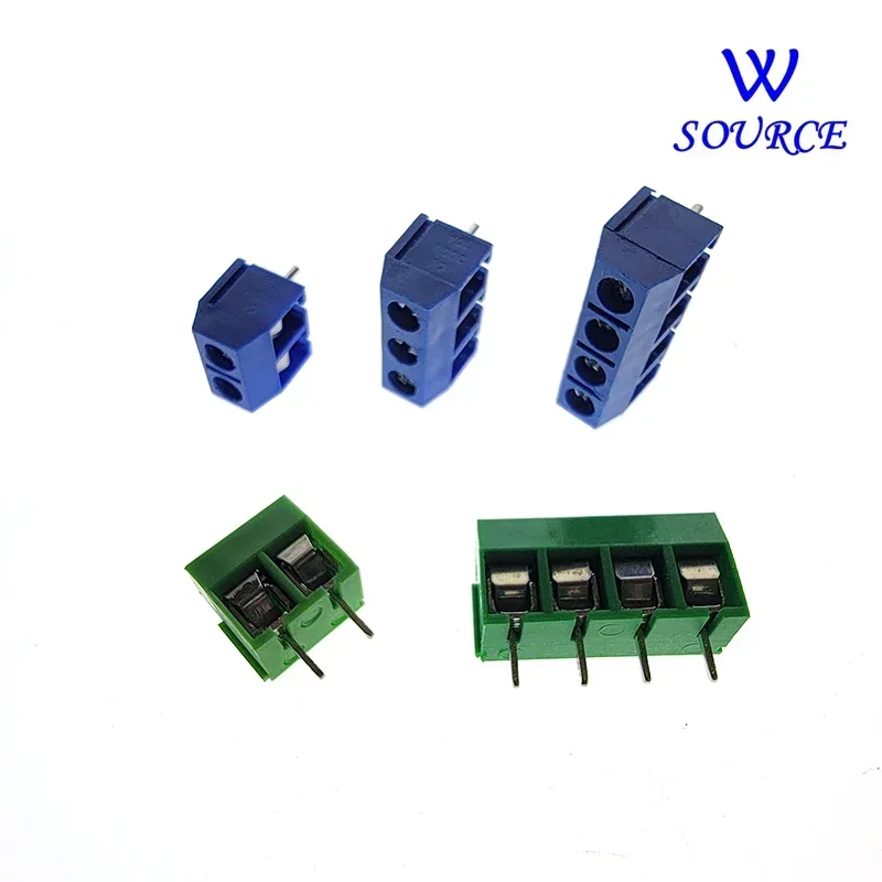 KF301 Series PCB Terminal Block Connectors 5.0mm Pitch Straight Pin 2P 3P 4P Screw Terminal Block Blue Green Pack of 10/20/50 Pc