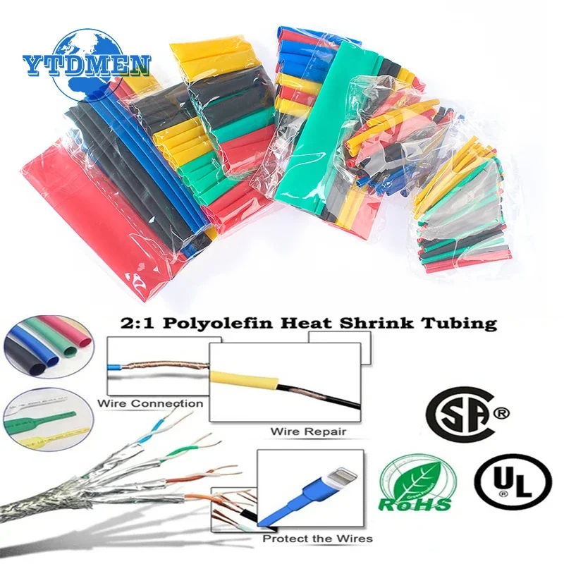 

164PCS Heat Shrink Tube Thermoresistant Tube 2:1 Shrink Tubing for Wires Cable Insulation Shrinkable Sleeve Kit