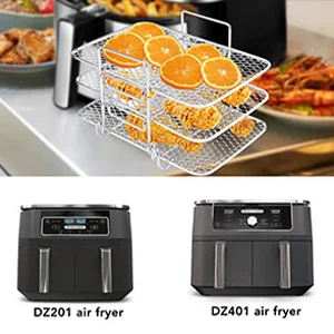 Air Fryer Basket Roasting Rack Stainless Steel BBQ Grill Three Stackable Steamer Racks For Ninja Air Fryer Kitchen Accessories