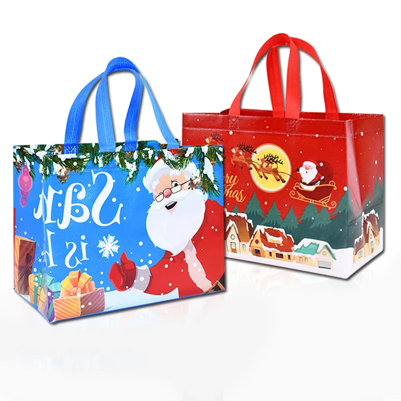 Weihnachts-Einkaufstasche mit Griffen, Weihnachtsmann, Schneemann, Süßigkeiten, Geschenkverpackung, Tasche, Frohe Weihnachten, Neujahr, Party, Dekoration, Noel-Einkaufstasche – Detail 27