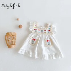 INS  New summer dresses for baby girls dresses for summer season baby girl Embroidered dresses skirt jumpsuit flower