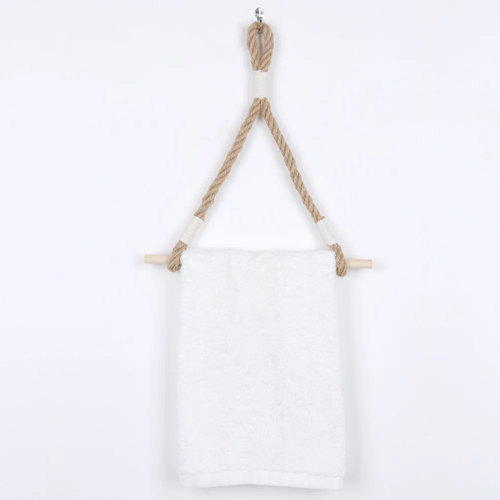 Hand woven wall hanging with 2 wooden sticks paper roll holder towel rack homestay tissue storage rack wall decoration