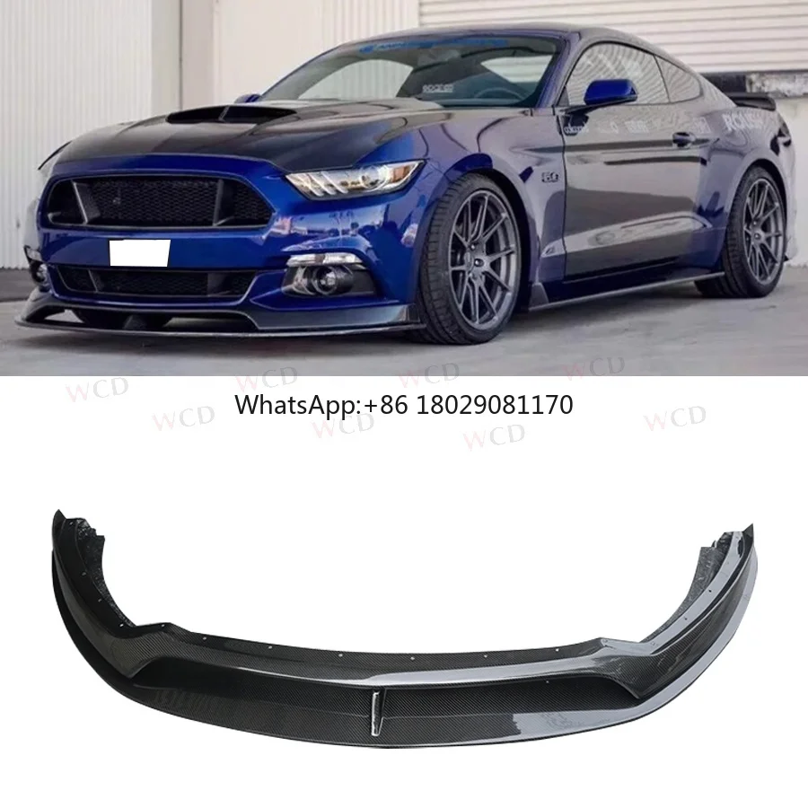 ลิปคาร์บอนไฟเบอร์สไตล์ AC สำหรับ Ford Mustang Coupe 2015- 2017กันชนหน้าสปอยเลอร์แต่งรถ