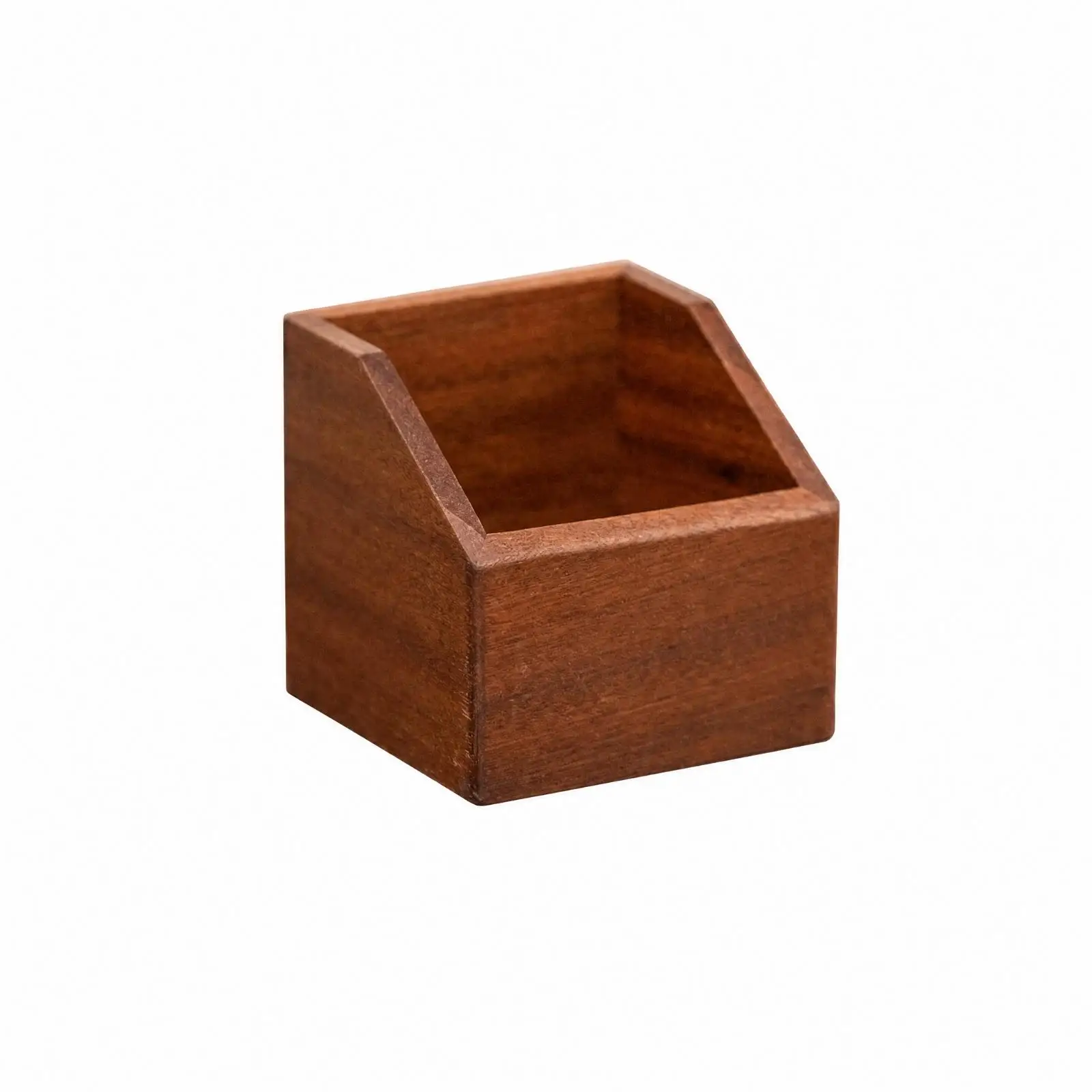 Wooden Desktop Storage Storage Tray Low-Profile Solid Wood Tea Pouch Organizer Countertop Compact Rectangular Desk Organizer for