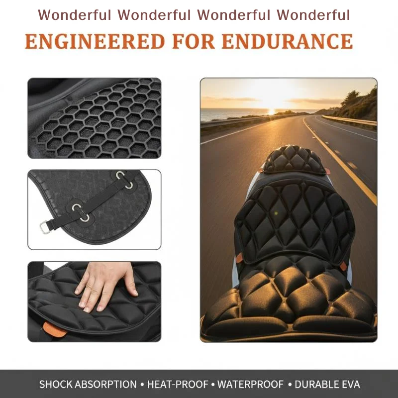 

Air Cushion Motorbike Seat Pad 3D Shock Absorption Soft Pressure Relief for Touring Adventure Travel