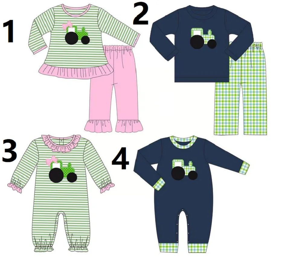 New design boys and girls long sleeve suit striped printed baby long sleeve onesie boutique wholesale