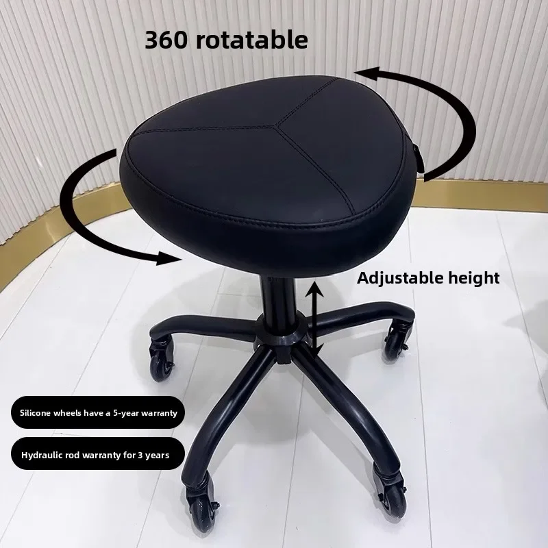 Professional Salon Stool With Wheels Barber Adjustable Height Chair Manicurist Swivel Seat High Beauty Round Cosmetology Stool
