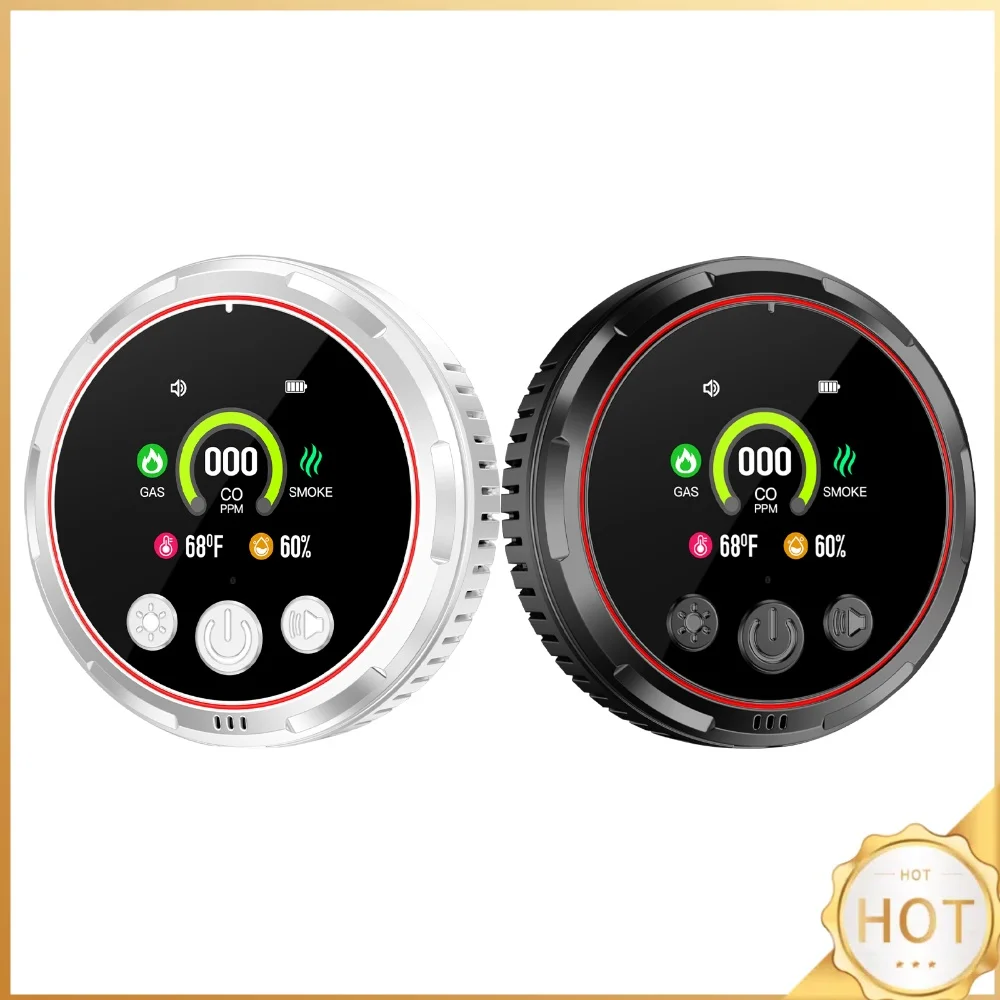 5 In 1 Carbon Monoxide Plug In Detector Large Display Combustible Gas Leak Detectors Temp & Humidity Monitors for Home & RV