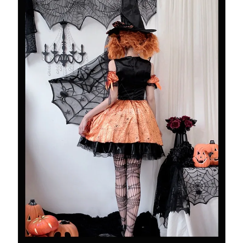 

Новый костюм для косплея на Хэллоуин: комплект из шляпы ведьмы и платья, двухсоставный набор для выступлений, тематических вечеринок и ролевых игр для взрослых женщин