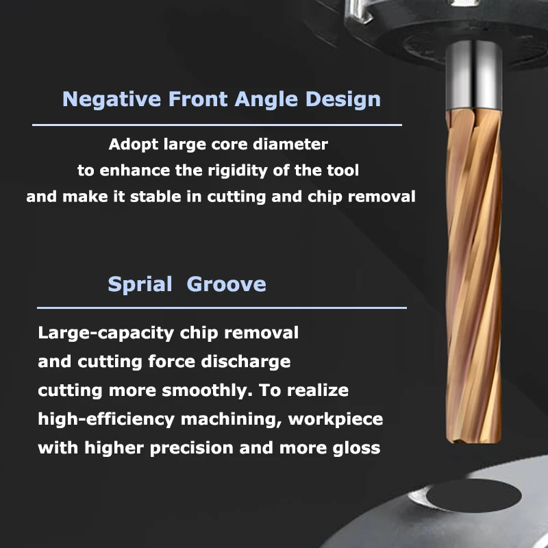 YZH 100mm 2.5-12.9mm Carbide Machine Reamer HRC60 Straight/Spiral Groove Tolerance H7 Harened Steel Metal CNC Turning Hole