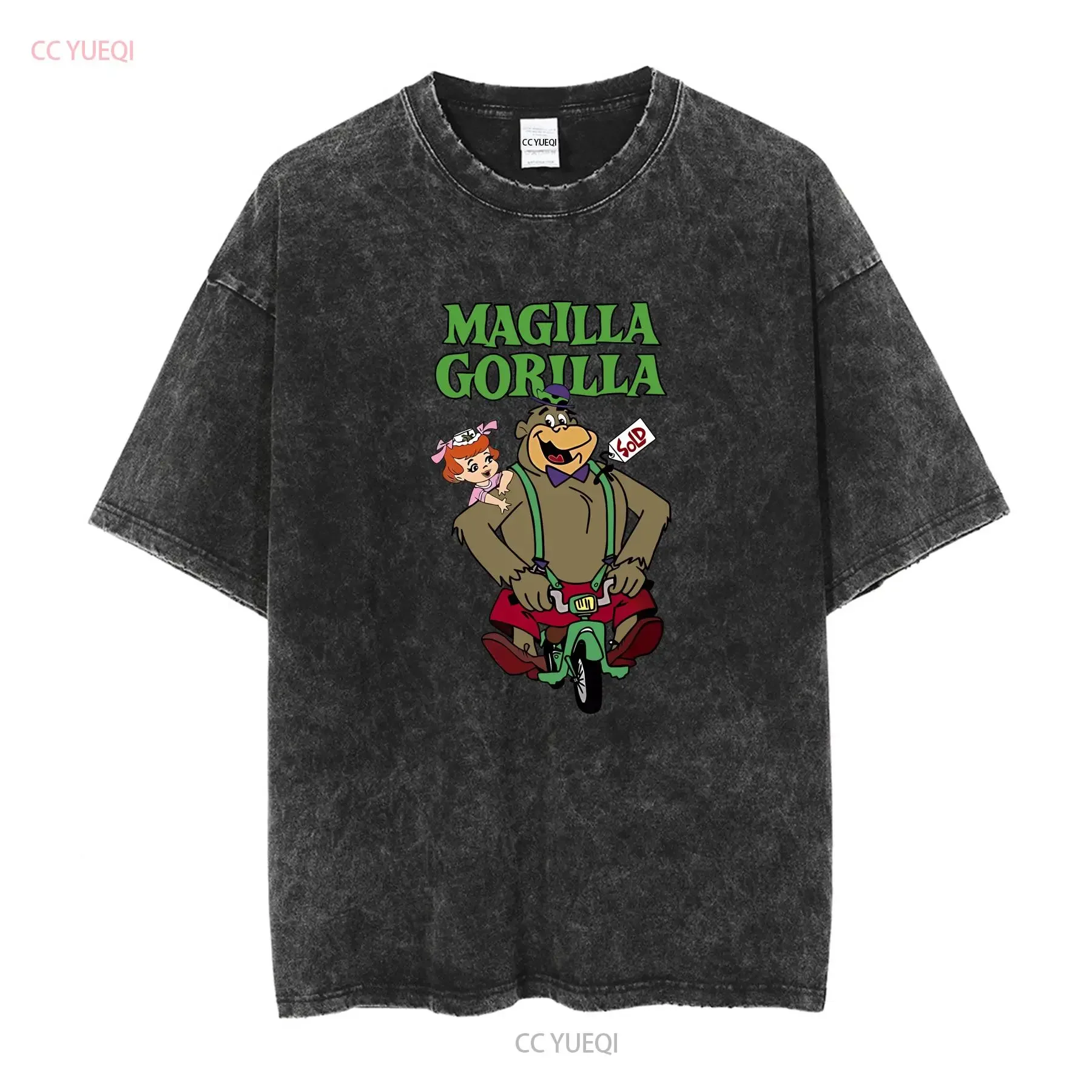 MAGILLA GORILLA OGEE RIDING T SHIRT TEE CARTOON TV SHOW HANNA BARBERA TOTAL long or short sleeves vintage Washed Slightly