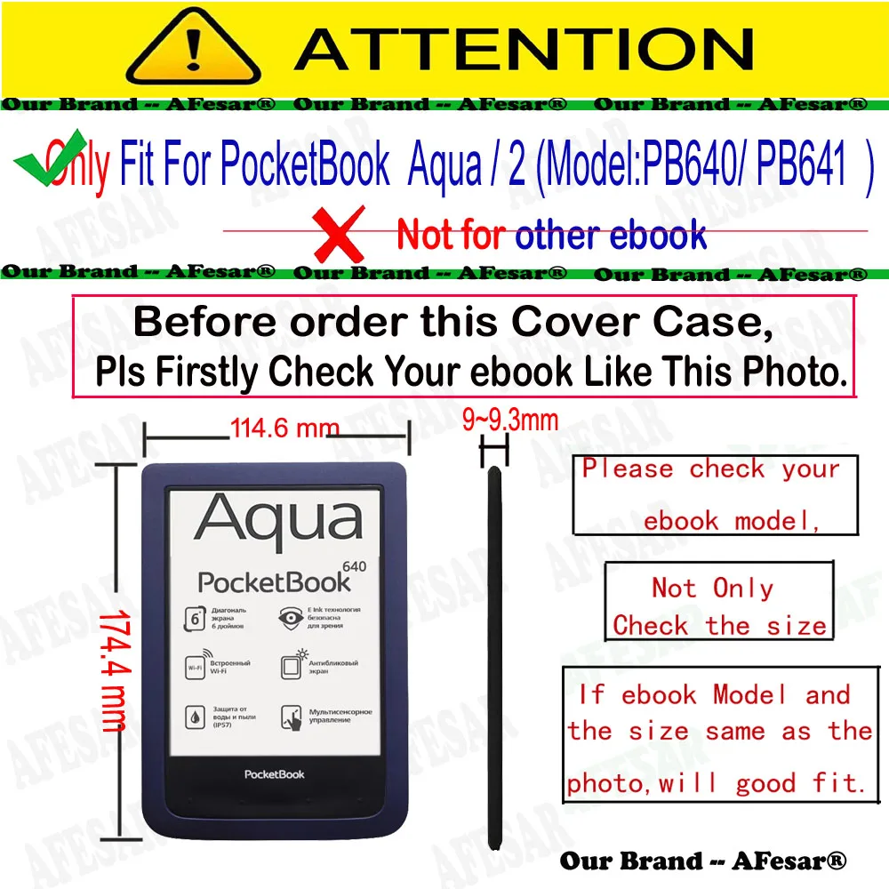 For PocketBook Aqua 2 PB641 Ebook Reader Cover Case Lightweight Protective Shell Skin Fit Aqua2 PB640 Pouch Pocket Leather Cases