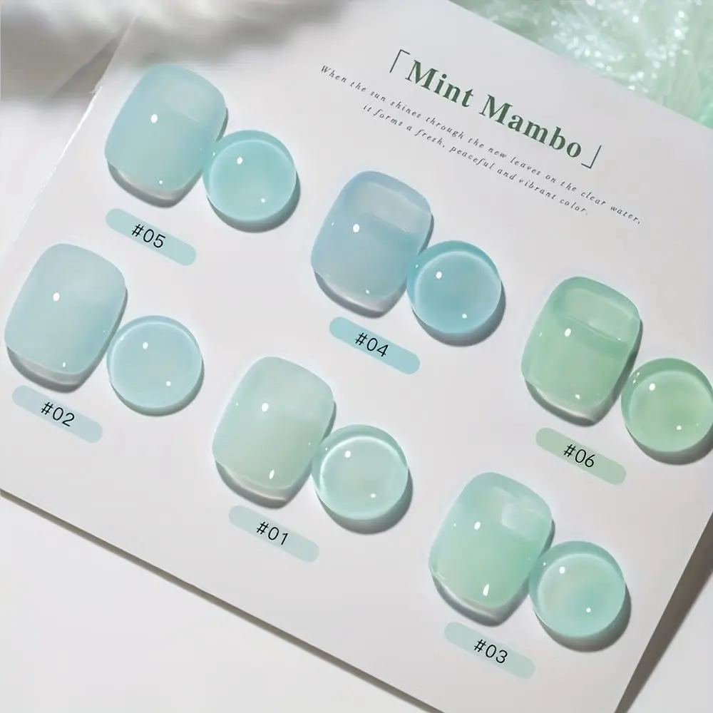 

6 Colors Summer Ice Sheer Mint Green Gel Polish Skin Whitening Soak Off UV LED Semi Permanent Gel Varnishes For Salon Manicure