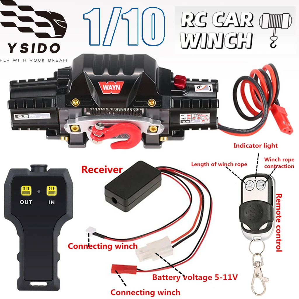 Bezprzewodowy system sterowania zdalnego sterowaniem, podwójne silniki, symulowana metalowa wciągarka do samochodów RC typu crawler 1/10 HSP Redcat Tamiya HPI Axial SCX10