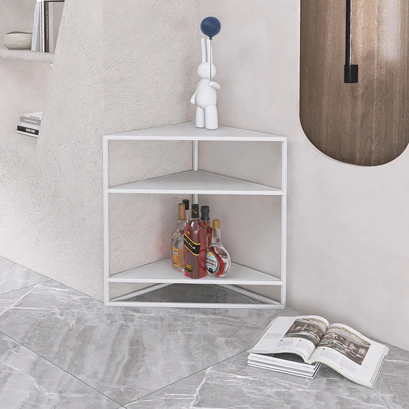 Living Room Bedroom Corner Cabinet Floor Triangle Storage Rack Corner Cabinet Kitchen Bathroom Wrought Iron Corner Shelf