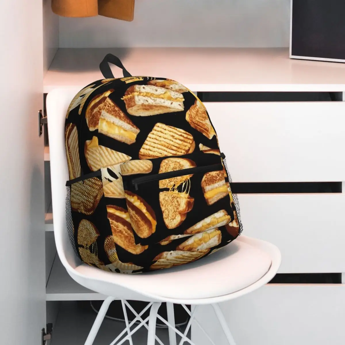 Grilled Cheese With Realistic Melted Cheese And Bread Design Backpack Student BookBag School Bag Shoulder Bags for Boys Girls