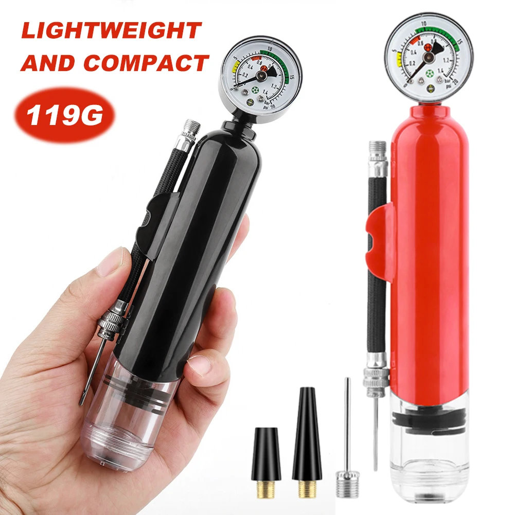 20PSI Handheld Ball Pump with Pressure Gauge Portable Bike Pump Waterproof Motorcycle Tyre Inflator Sports Accessories