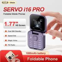 SERVO i16 PRO Mini Flip Mobile Phone Dual SIM Standby Speed Dial FM Radio Blacklist Magic Voice 2G GSM Small Box Foldable Phones