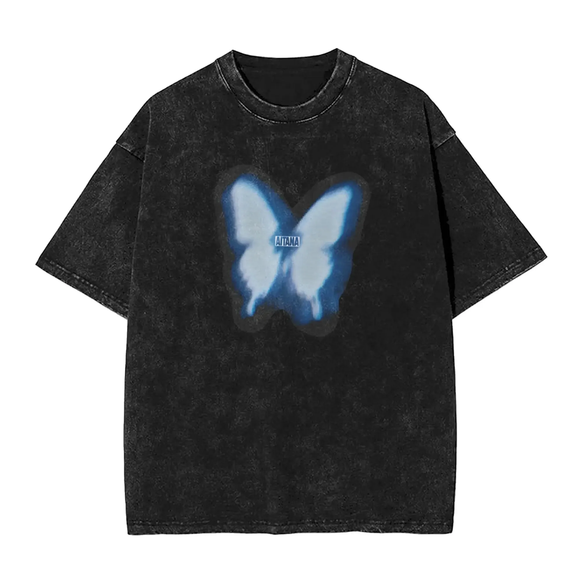 

Vintage Washed T-Shirt Butterfly Aitana Loose T-Shirts Trending Tee Shirt for Man Beach Aesthetic Pattern Clothing high quality