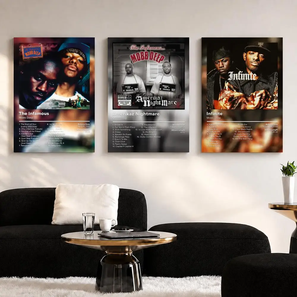 Hip-hop M-Mobb D-Deep Framed Wall Painting Ready to Hang Canvas Wall Art Poster for Bedroom Living Room Home Decor Gift