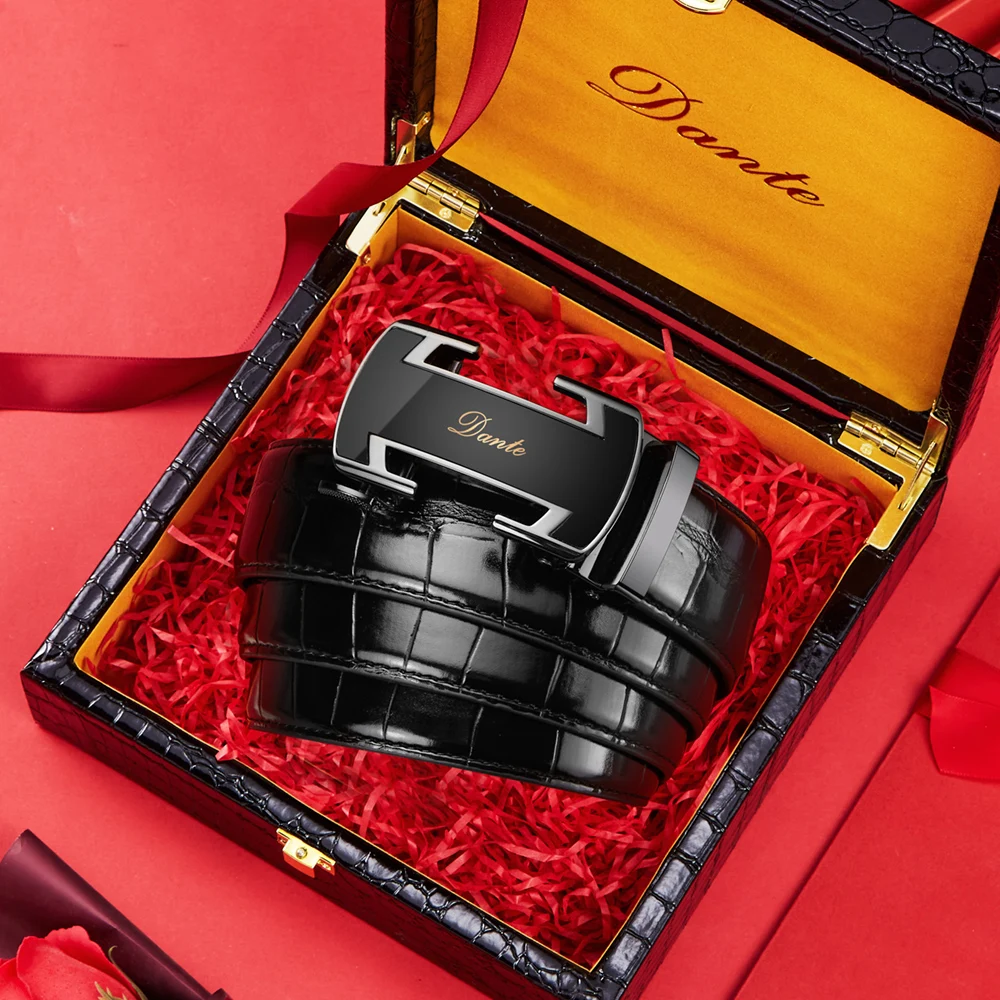 

Мужской ремень из мягкой кожи с модной иглой с автоматической пряжкой, роскошный брендовый ремень с автоматической пряжкой для взрослых, подарочная коробка для подарка