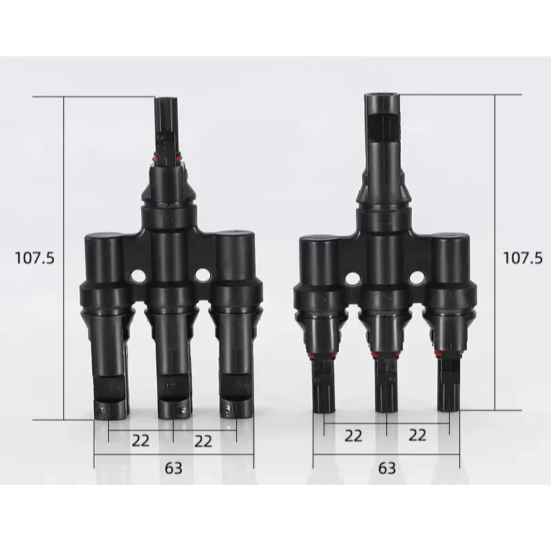 Solar Special Waterproof T-type Five-way  Branch Connector 4 to 1 Connector Photovoltaic Line Connector