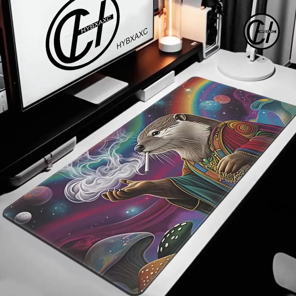 Smoking Otter Design Mouse Pad Card Game Mat Large Computer Office Mousepads 35X60cm Anti-slip for MTG DTCG CCG RPG Trading Mats