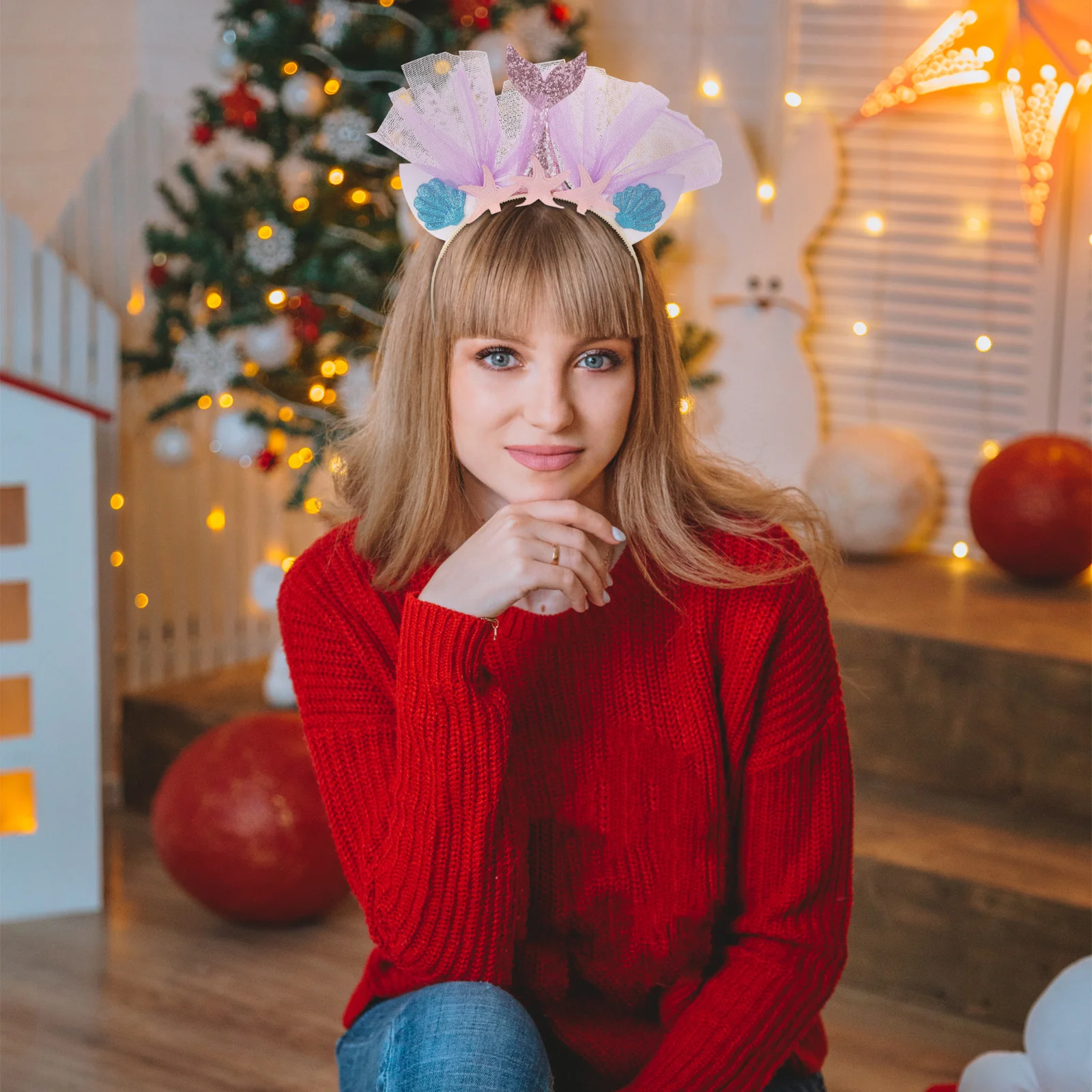 

Glitter Gold Hoop For Kids Mesh Star Shell Design Lightweight Party Hair Band Carnival Christmas Easter Decorations Kids