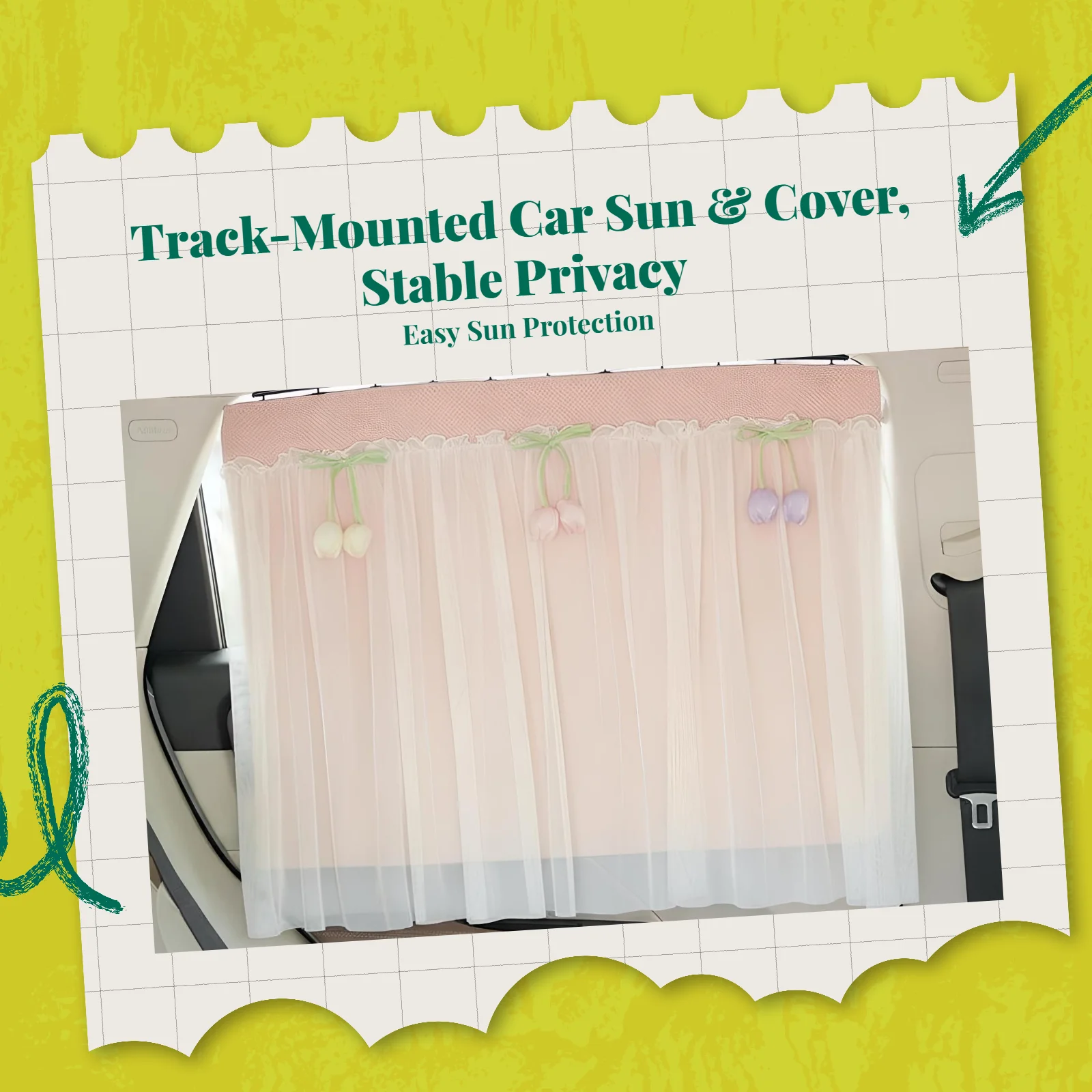 Car Window Privacy Screen, Track-Type Light & Cover, Sunlight Protection, Infant Side Window Shade, Easy Installation view 2