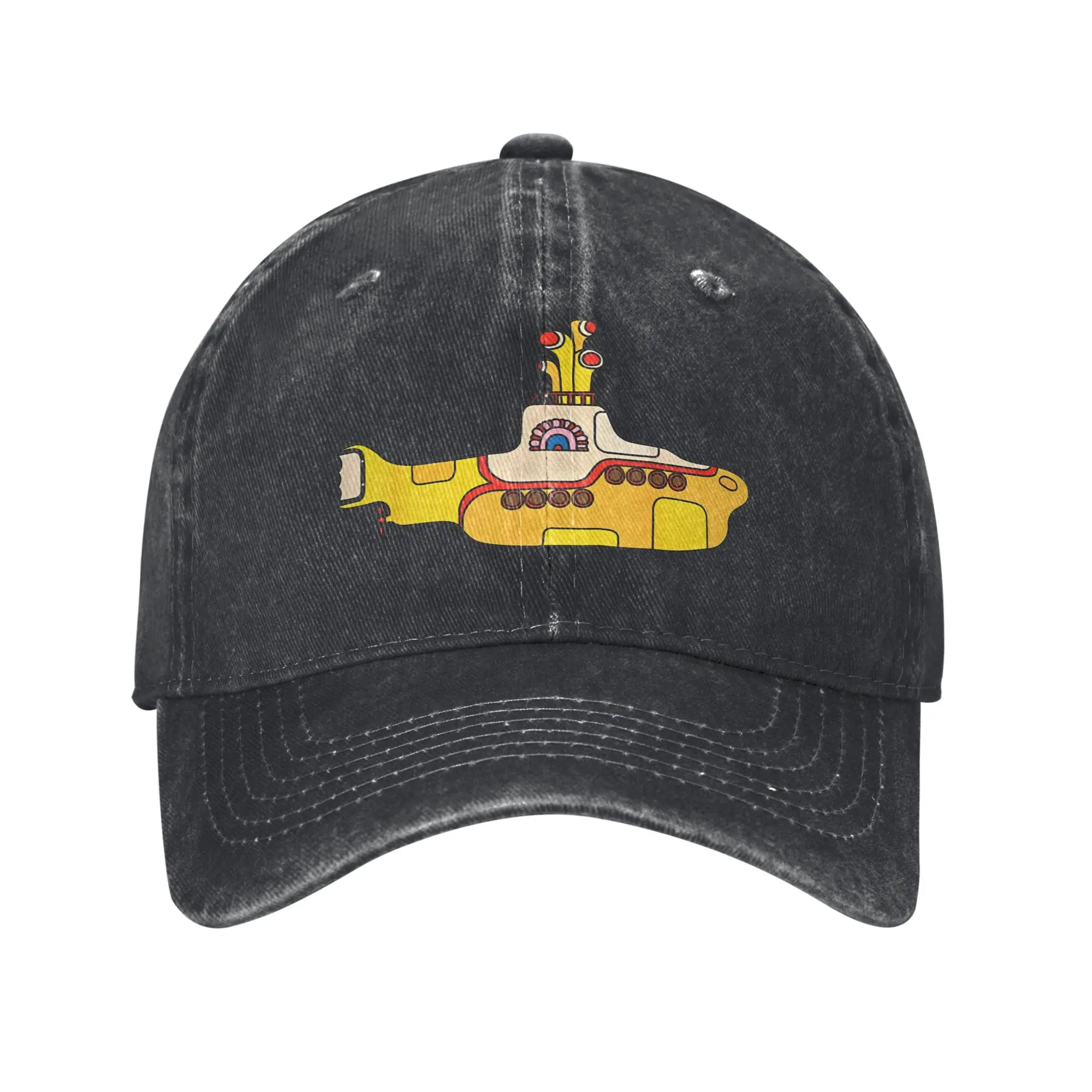 Boné de Beisebol Masculino Submarine B-Beatles, Boné de Bandas de Rock em Denim Desgastado, Boné Vintage de Verão com Ajuste Snapback