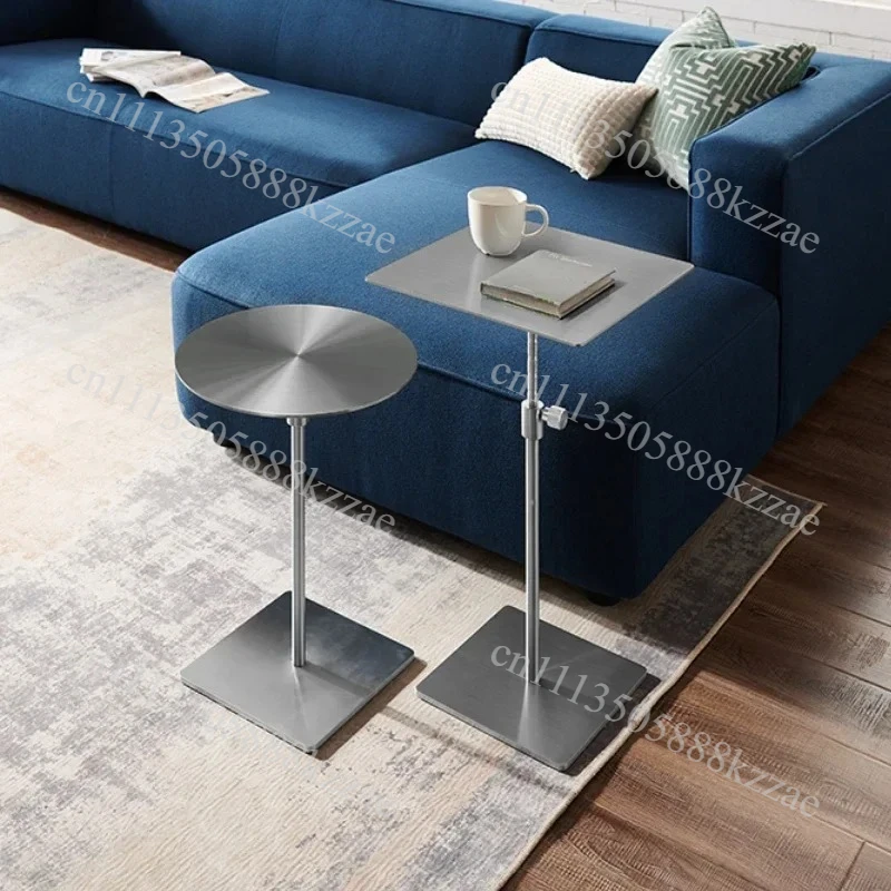 Adjustable Square Coffee Table Living Room Sofa Side Tables Light Luxury Metal Furniture Titanium Plating Mobile Bedside Tables