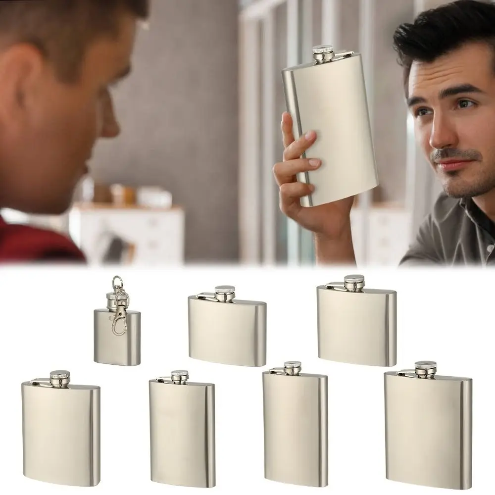 High Quality Stainless Steel Hip Flask Portable Container Whisky Flagon Convenient Leakproof Drinking Bottle Outdoor