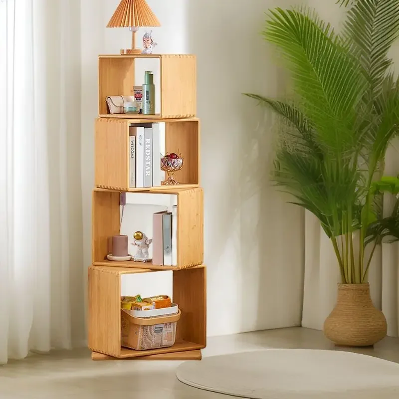 Rotating bookshelf, floor-to-ceiling bedroom simple Internet celebrity bookcase, living room home simple shelf