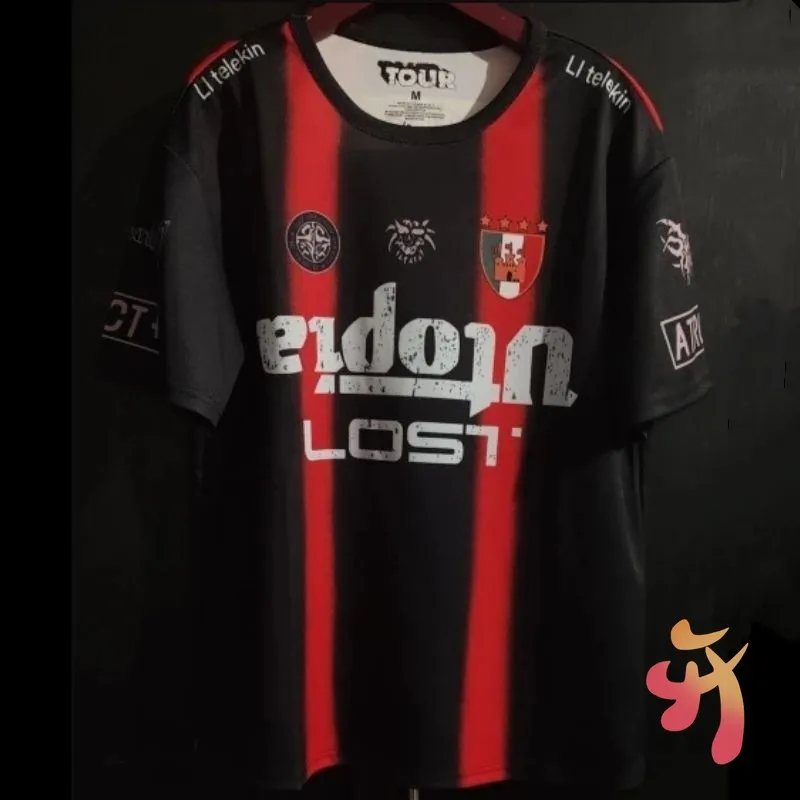 

Real Photos Utopia Tshirt Mesh Quick Drying No.2 Jersey Red Black Striped Graffiti Worn Slogans Men Top Cactus Jack Short Sleeve