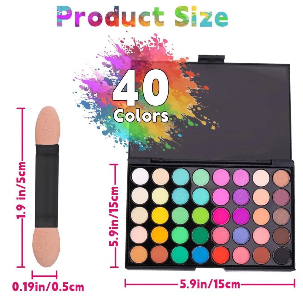 40 kleuren veelkleurig nagel oogschaduwpalet glitter langdurige matte waterdichte nagelpigment beginners make-up oefengereedschap