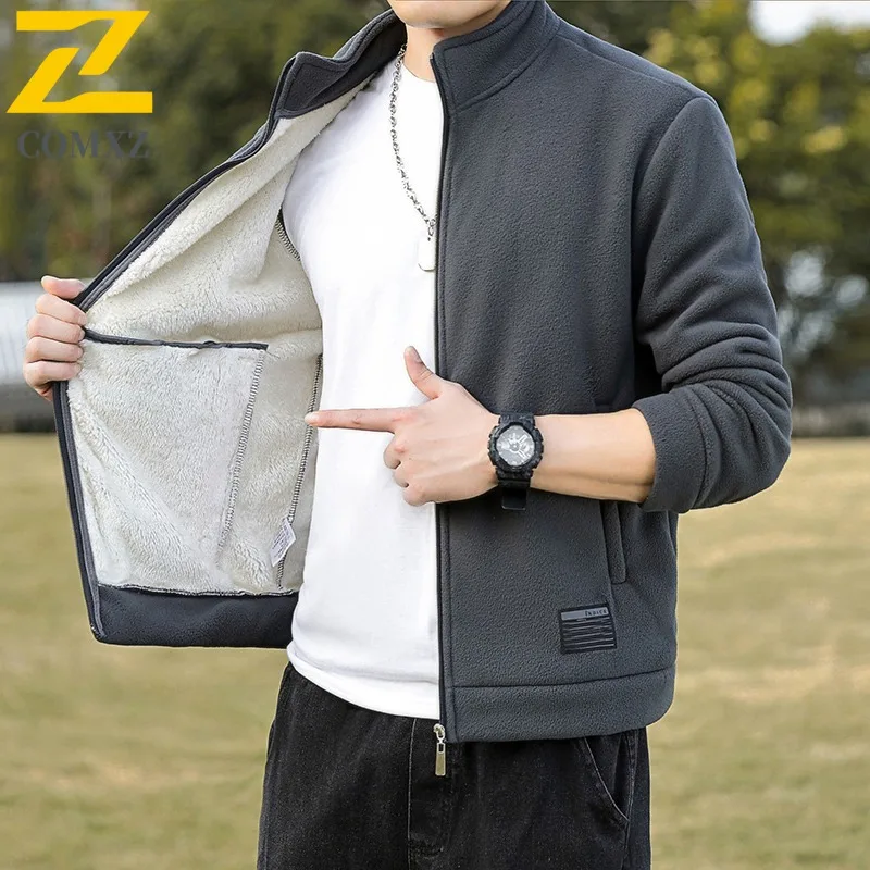 

COMXZ Повседневная походная мужская куртка для путешествий, ветрозащитная теплая парка, однотонная дизайнерская куртка с воротником-стойкой, легкая зимняя новая мужская одежда