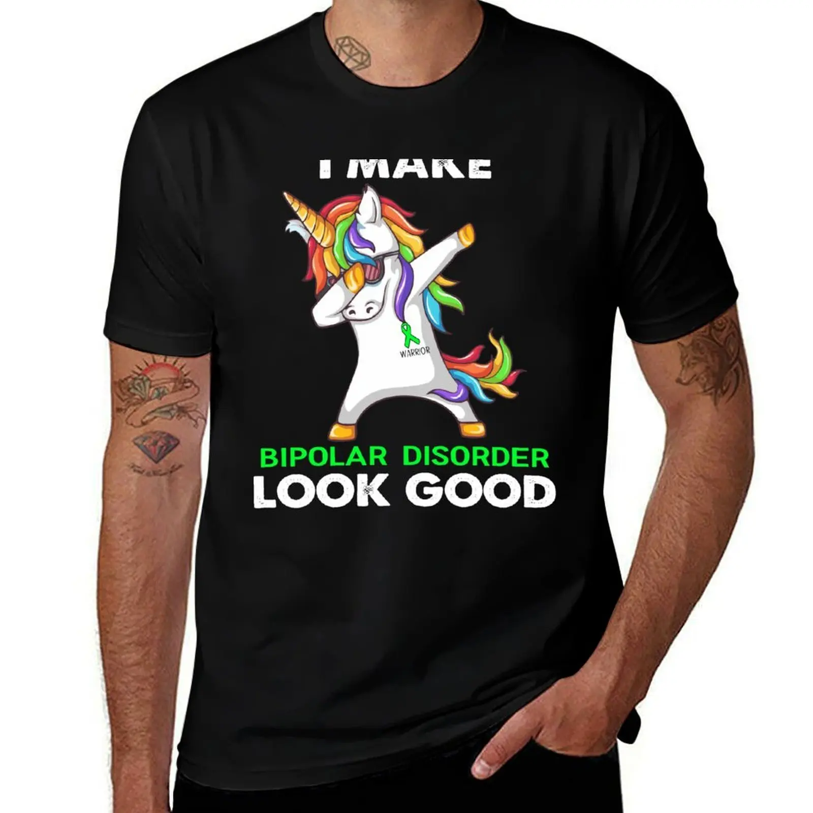 I Make Bipolar Disorder Look Good Cute Unicorn Dabbing Bipolar Disorder Warrior T-Shirt funny t shirts man T-Shirt