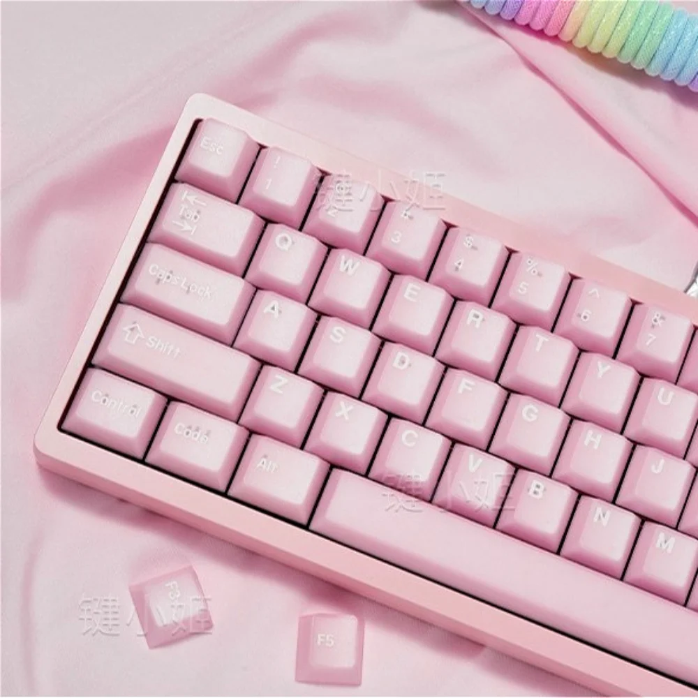 Pink Jade Keycap Set PBT 170 Key Cherry Pink Keyboard Cap Compatible with MX Switch 60/64/84/98/108 Mechanical Keyboard