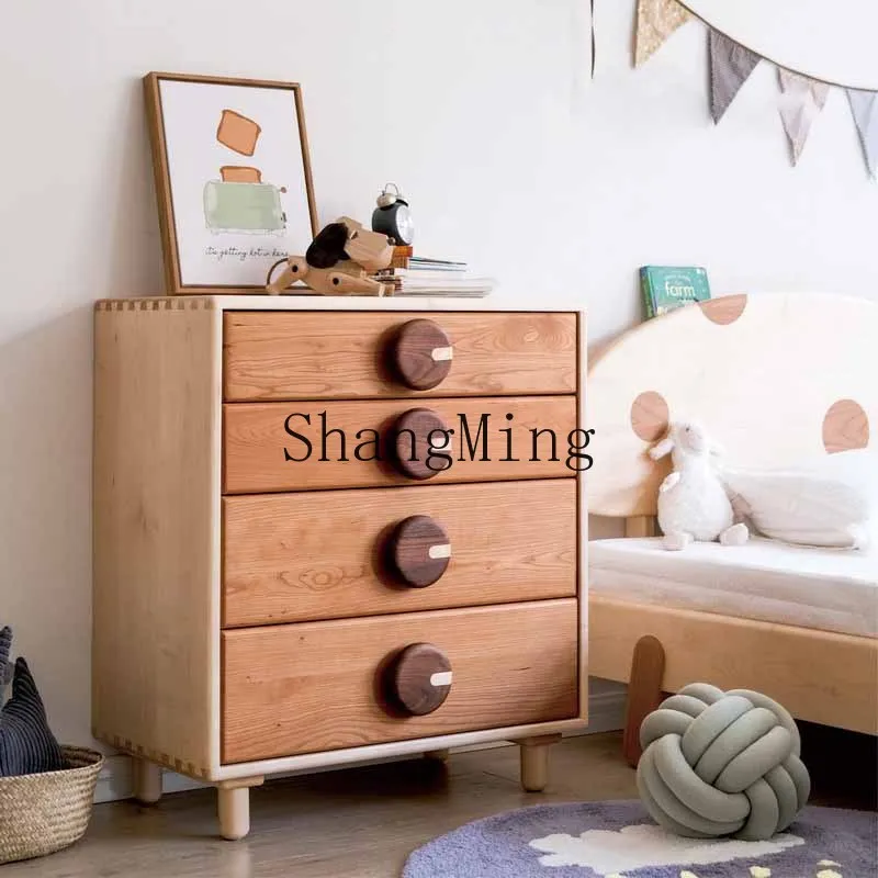 SM madeira maciça quatro baldes cinco baldes botão de armazenamento gaveta armário móveis armário lateral