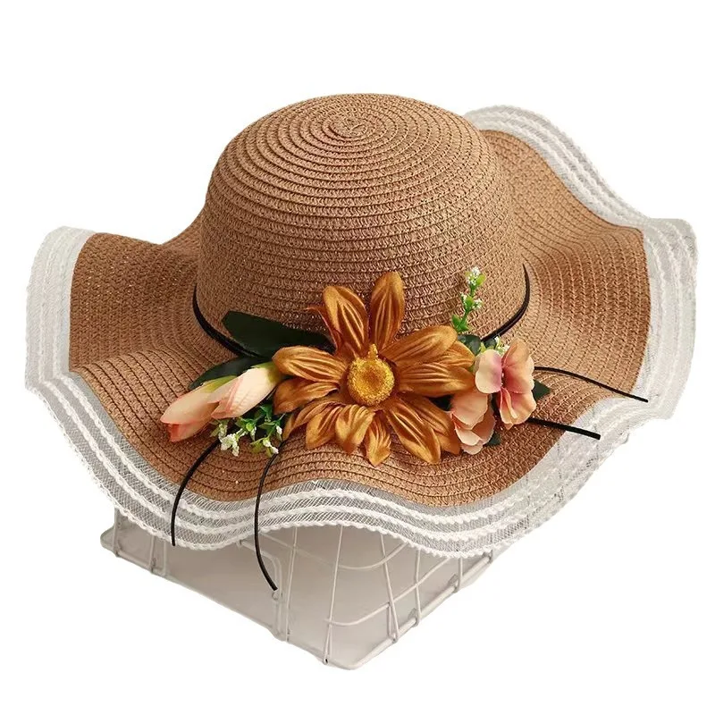 

Straw Hat Sun-proof New Big Brim Sunflower Big Flower Seaside Beach Sun Protection Travel Fashion Sun Hat