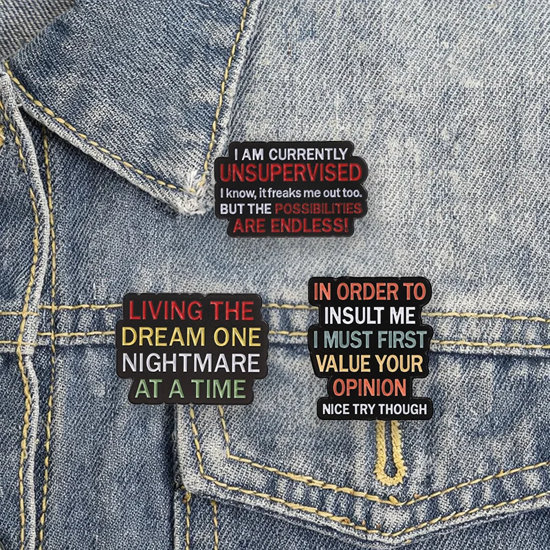 Creative Multi-Language Sarcastic Quote Enamel Pins Funny Brooch I Thought Growing Old Would Take Longer... Lapel Badge Gift