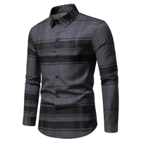 2023 New Men's High Quality Shirt Striped Plaid Loose Business Casual Silk Smooth Shirts Long Sleeve men shirts