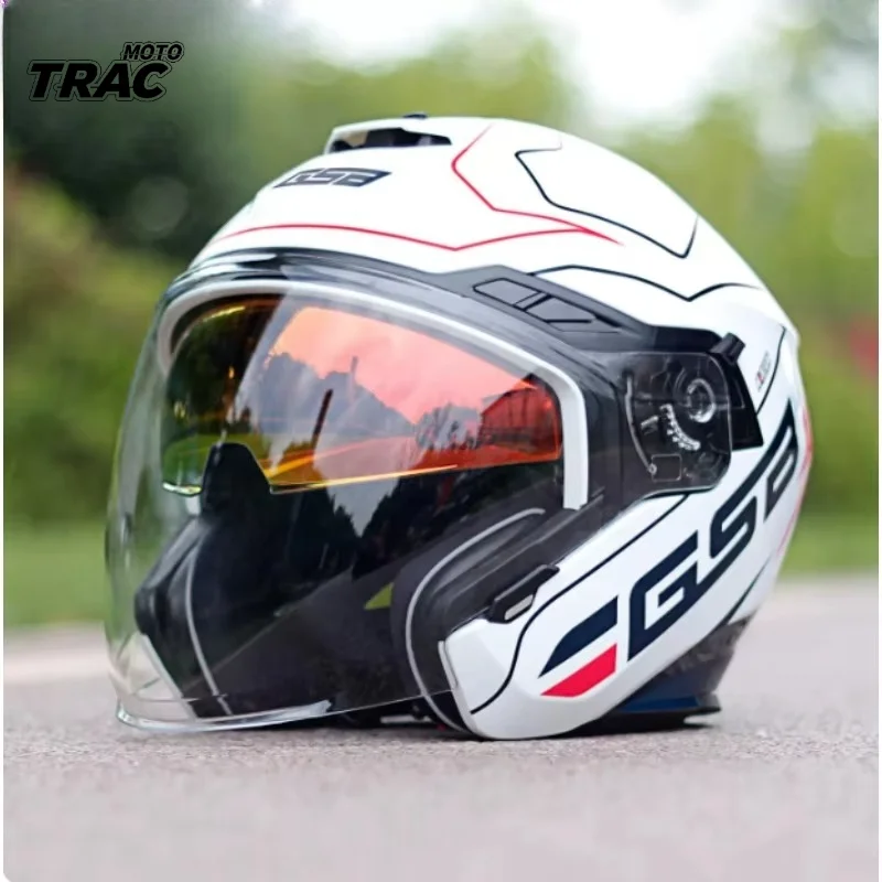 Motorcycle 4/3 Helmet Dual Lens Three-quarters Motorcycle Half Helmet All Season Universal Motobike Helmet Casco Moto