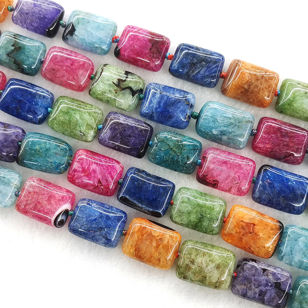 20x15x8mm Rectangle Slice Bead Natural Stone Multicolor Uruguayan Agate Crystal Gemstone Bead for Jewelry Making DIY Accessories
