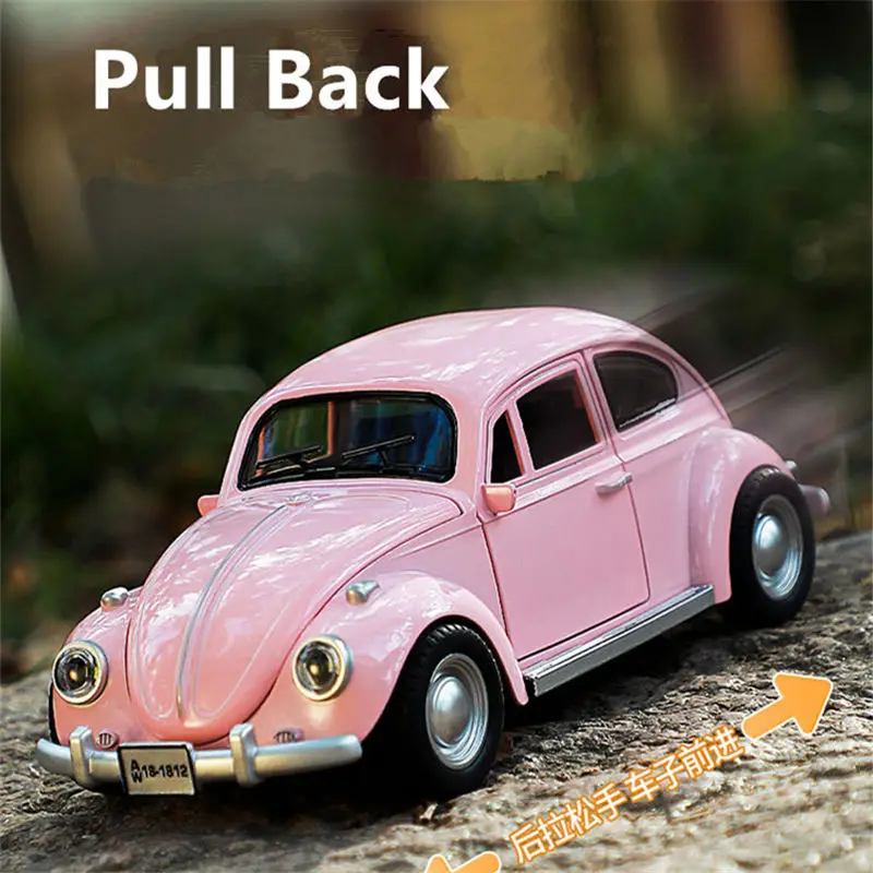 1:18 Beetle Alloy Classic Car Model Diecasts Metal Vehicles Car Model High Simulation Sound Light Collection Childrens Toys Gift