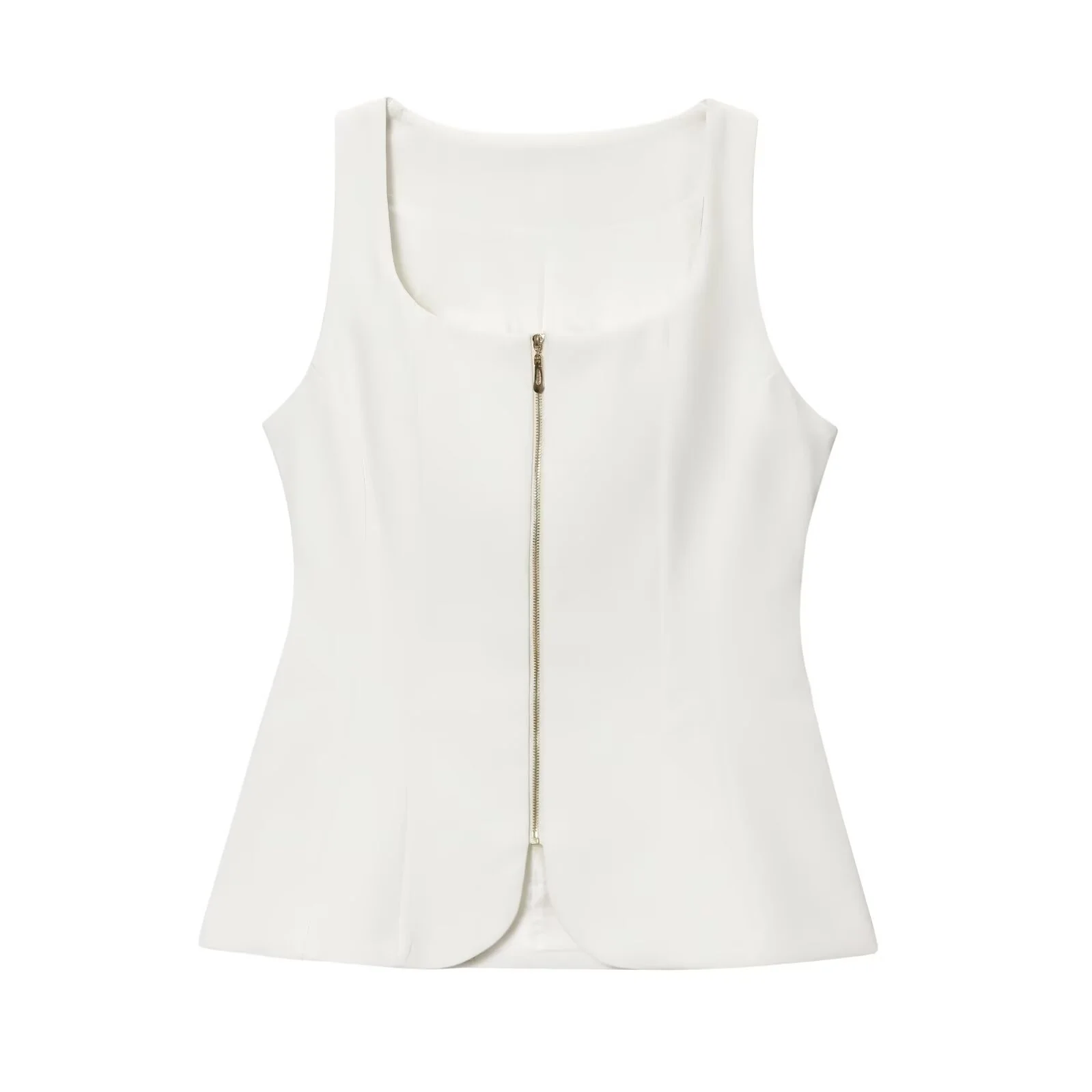

MYST&ZA women's summer new zipper placket casual fashion simple temperament square neck sleeveless vest top